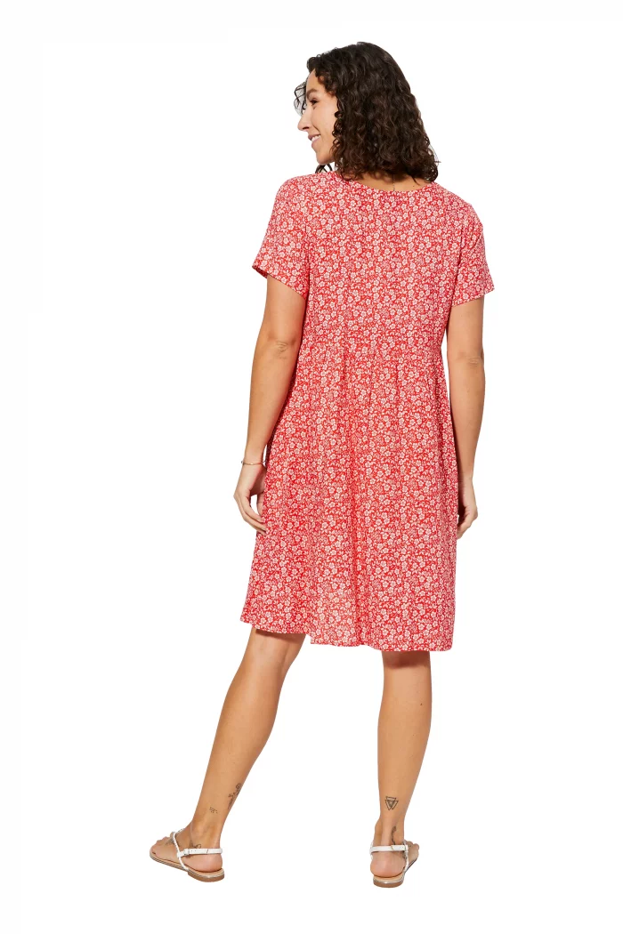 Petite Robe bohème ample Rouge à fleurs - RLIPV0017B – Image 2