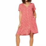 Petite Robe bohème ample Rouge à fleurs - RLIPV0017B