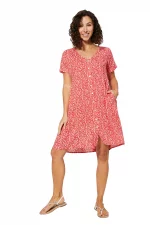 Petite Robe bohème ample Rouge à fleurs - RLIPV0017B