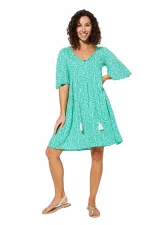 Robe bohème courte ample Vert turquoise - RLIPV0018A