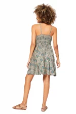 Petite Robe d'été à bretelles Beige et bleue - RLIP0279B – Image 2