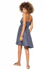 Petite Robe d'été à bretelles Bleu marine à fleurs blanches - RLIP0280A – Image 2