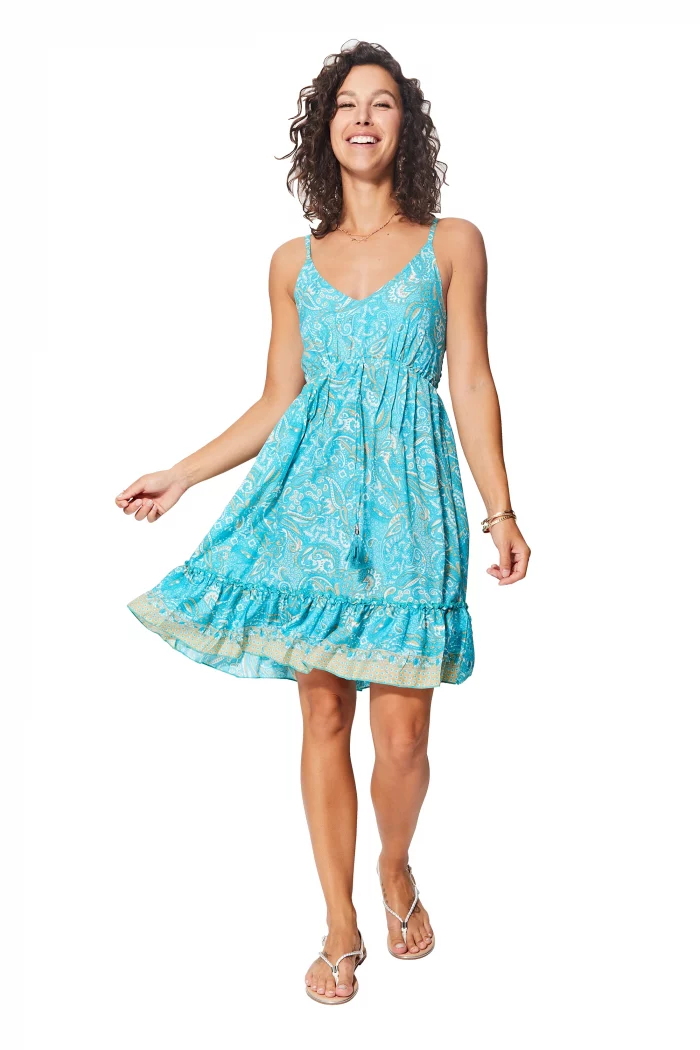 Robe courte évasée Bleue bohème - RLIP0276C – Image 1