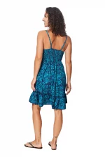 Robe courte évasée Bleue bohème à fleurs - RLIP0276A – Image 2