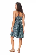 Robe courte d'été à bretelles Bleue marine à fleurs - RLIP0278C – Image 2