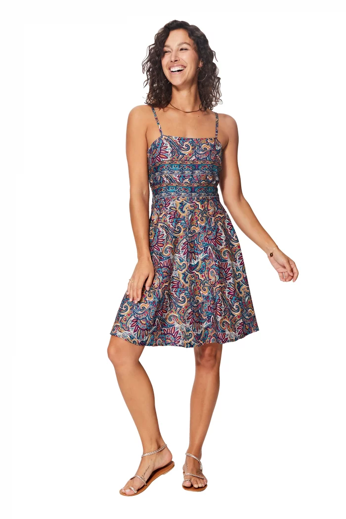 Robe courte Colorée à noeud dans le dos- RLIP0277A – Image 1