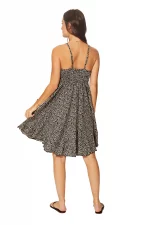 Robe courte d'été à bretelles Noire à fleurs crème - RLIP0278F – Image 2