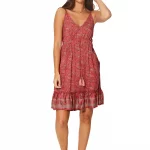 Robe courte évasée Rouge bohème - RLIP0276B