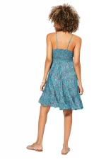 Petite Robe d'été à bretelles Turquoise à fleurs - RLIP0281A – Image 2