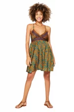 Petite Robe d'été à bretelles Turquoise et jaune - RLIP0279C