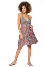 Petite Robe d'été à bretelles Turquoise et rouge - RLIP0280C