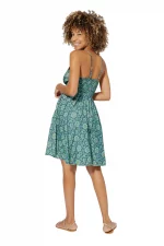 Petite Robe d'été à bretelles Vert turquoise à fleurs - RLIP0280B – Image 2
