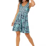 Robe bohème bleue à dos nageur - RLIP2003F