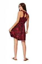 Robe bohème noire et rouge à dos nageur - RLIP2003D – Image 2