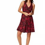 Robe bohème noire et rouge à dos nageur - RLIP2003D