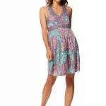 Robe bohème bleue et rose à dos nageur - RLIP2003A