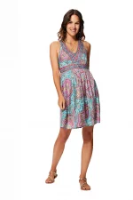 Robe bohème bleue et rose à dos nageur - RLIP2003A