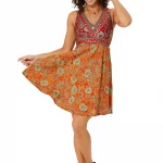 Robe bohème orange et rouge à dos nageur - RLIP2003C