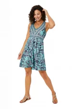 Robe bohème bleue à dos nageur - RLIP2003F