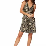 Robe bohème noire et crème à dos nageur - RLIP2003G