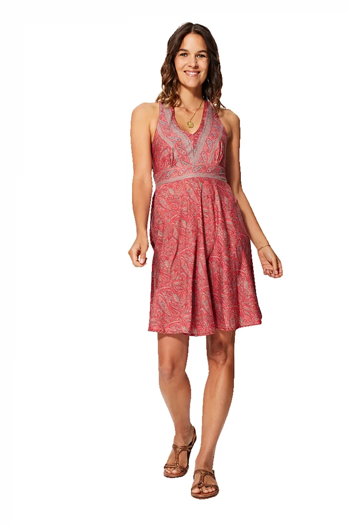 Robe courte Rose à motifs bohèmes et dos nageur - RLIP0282D – Image 1