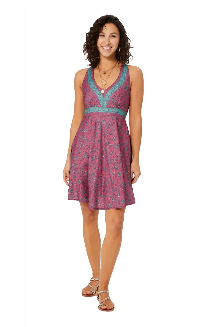Robe bohème rose à dos nageur - RLIP2003B – Image 1