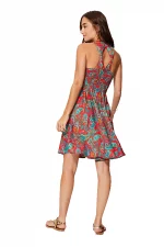 Robe courte Rouge et turquoise à dos nageur - RLIP0282C – Image 2