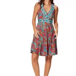 Robe courte Rouge et turquoise à dos nageur - RLIP0282C