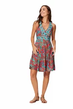 Robe courte Rouge et turquoise à dos nageur - RLIP0282C