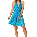 Robe courte dos nu Bleue bohème - RLIP0270A