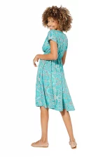Robe courte turquoise à motifs bohèmes - RLIP3047B – Image 2