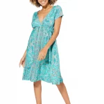 Robe courte turquoise à motifs bohèmes - RLIP3047B