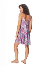 Robe courte d'été ample fuchsia à motifs - RLIP3030A – Image 2