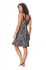 Robe courte noire et blanche à bretelles à nouer - RLIP3031A – Image 2