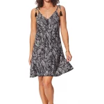 Robe courte noire et blanche à bretelles à nouer - RLIP3031A