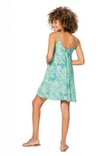 Robe courte d'été vert turquoise à motifs - RLIP3030B – Image 2