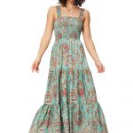 Longue Robe à bretelles larges Turquoise - MAXIPA3066A