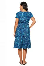 Robe Bohème courte Bleue évasée - RLIP3047A – Image 2