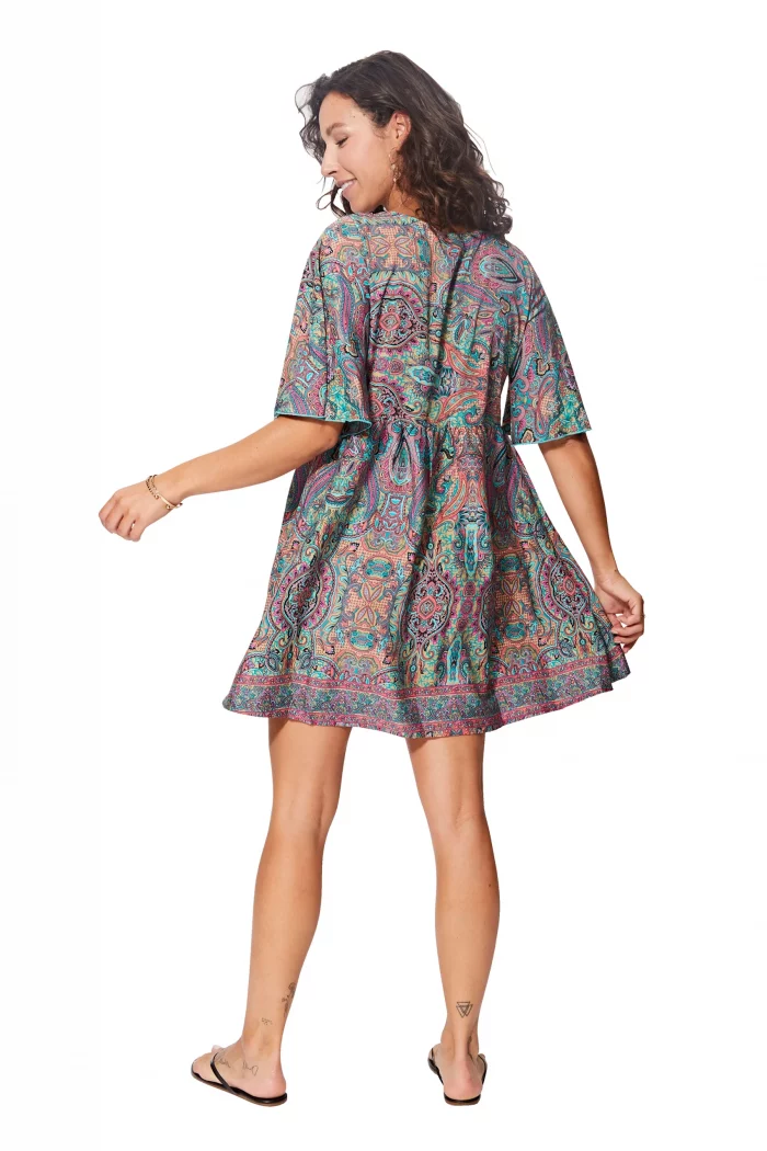 Petite Robe courte estivale bohème colorée - RLIP3044B – Image 2