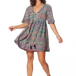 Petite Robe courte estivale bohème colorée - RLIP3044B