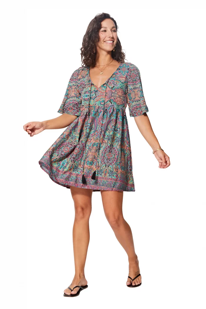 Petite Robe courte estivale bohème colorée - RLIP3044B – Image 1