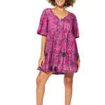 Petite Robe courte estivale bohème rose - RLIP3044A