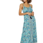 Robe longue ajustée Bleue à motifs bohèmes - MAXIPA3060A