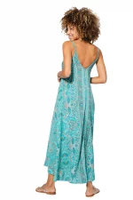 Robe longue ample Bleue à motifs - MAXIPA3059B – Image 2