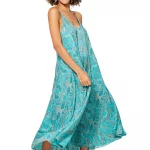 Robe longue ample Bleue à motifs - MAXIPA3059B