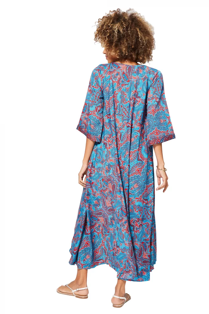 Longue Robe ample Bleue et rouge - MAXIPA3082B – Image 2