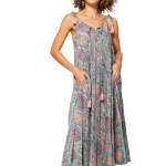 Robe ample à bretelles à nouer Colorée - MAXIPA3058B