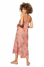 Longue Robe ample Corail à motifs bohèmes - MAXIPA3057A – Image 2