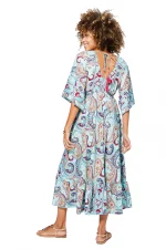 Longue Robe Bleu clair évasée à dos ouvert - MAXIPA3083B – Image 2