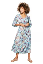 Longue Robe Bleu clair évasée à dos ouvert - MAXIPA3083B